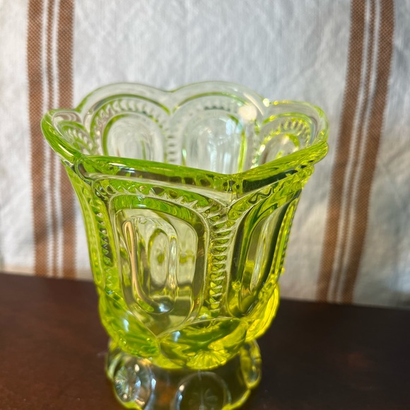 Moon and Star Vaseline Glass Compote! - Picture 2 of 9